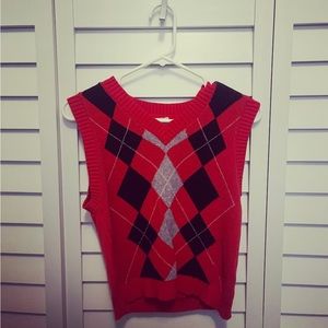 checkered red , black & , grey cardigan